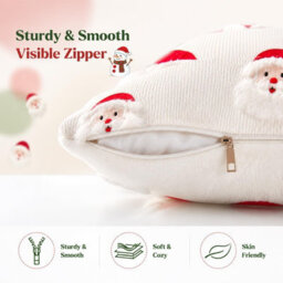 Amorly Santa Claus Pillow Cover,18X18Inch, Soft Cushion Cover Only, Festive Christmas Decorative Throw Cover For Sofa, Bedroom Home Decor - thumbnail 5