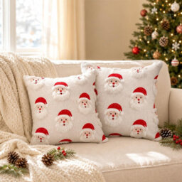 Amorly Santa Claus Pillow Cover,18X18Inch, Soft Cushion Cover Only, Festive Christmas Decorative Throw Cover For Sofa, Bedroom Home Decor - thumbnail 7