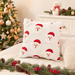 Amorly Santa Claus Pillow Cover,18X18Inch, Soft Cushion Cover Only, Festive Christmas Decorative Throw Cover For Sofa, Bedroom Home Decor - thumbnail 2