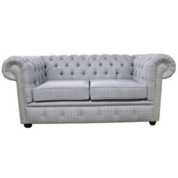 Chesterfield Handmade 2 Seater Sofa Rhona Dove Fabric In Classic Style - thumbnail 1