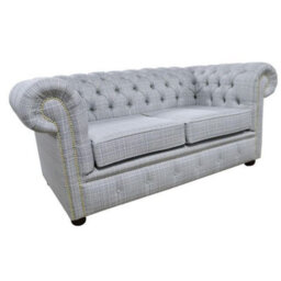 Chesterfield Handmade 2 Seater Sofa Rhona Dove Fabric In Classic Style - thumbnail 3