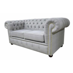 Chesterfield Handmade 2 Seater Sofa Rhona Dove Fabric In Classic Style - thumbnail 5