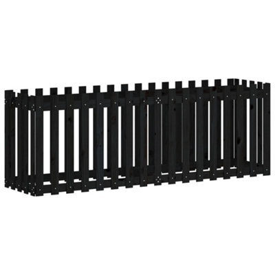 Berkfield Versatile Garden Raised Bed With Fence Design Black 200X50X70 Cm Solid Wood Pine - image 1