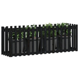 Berkfield Versatile Garden Raised Bed With Fence Design Black 200X50X70 Cm Solid Wood Pine - thumbnail 3
