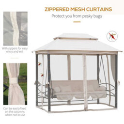 Outsunny 3 Seater Swing Chair Hammock Gazebo Patio Bench Outdoor Cream - thumbnail 4