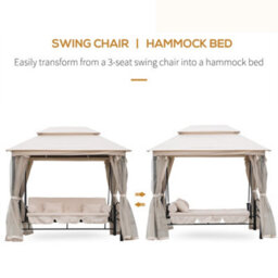 Outsunny 3 Seater Swing Chair Hammock Gazebo Patio Bench Outdoor Cream - thumbnail 8