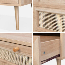 Sweeek - Coffee Table With Wood And Cane Effect Boheme Natural 110X59X39 Cm - thumbnail 5