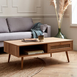 Sweeek - Coffee Table With Wood And Cane Effect Boheme Natural 110X59X39 Cm - thumbnail 6