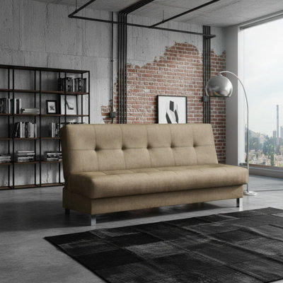 Enduro Xi Click Clack Sofa Bed Wooden Frame Foam Mattress Ideal For Living Room 195X90X85 Cm Beige - image 1