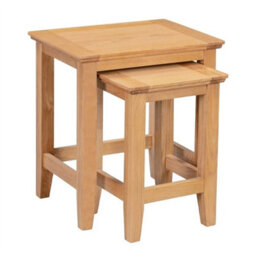 Small Oak 2 Nesting Coffee Tables Solid Wood