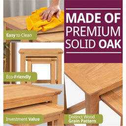 Small Oak 2 Nesting Coffee Tables Solid Wood - thumbnail 4