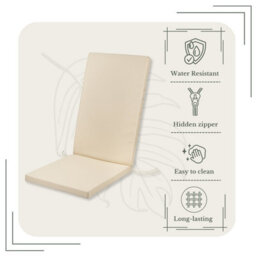 SOFTILLO High Back Garden Chair Cushion Waterproof Outdoor Patio Recliner Seat Pad Luxury Furniture Support 120X45X4Cm Natural - thumbnail 5