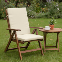 SOFTILLO High Back Garden Chair Cushion Waterproof Outdoor Patio Recliner Seat Pad Luxury Furniture Support 120X45X4Cm Natural - thumbnail 2
