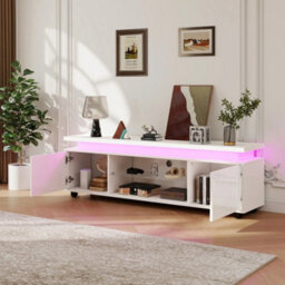 White 150Cm High Gloss Tv Stand Rgb Led - thumbnail 4