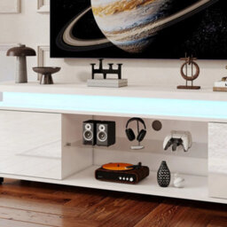 White 150Cm High Gloss Tv Stand Rgb Led - thumbnail 5