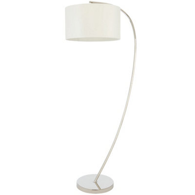 1.5M Curved Floor Lamp Nickel & White Shade Arched Standing Living Room Light - image 1