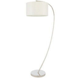 1.5M Curved Floor Lamp Nickel & White Shade Arched Standing Living Room Light - thumbnail 1