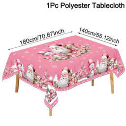 Pink Christmas Santa Tablecloth 140X180Cm Winter Party Decor - thumbnail 3