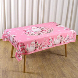 Pink Christmas Santa Tablecloth 140X180Cm Winter Party Decor - thumbnail 4