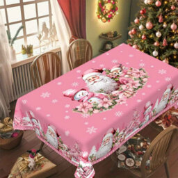 Pink Christmas Santa Tablecloth 140X180Cm Winter Party Decor - thumbnail 5