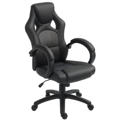 Pu Leather Racing Gaming Chair, Swivel Home Office Gamer Chair Gray - image 1