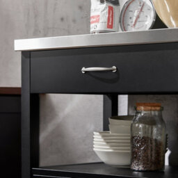 Sobuy Fkw22-Sch, Kitchen Trolley Cart Storage Trolley Serving Trolley Kitchen Cabinet With Stainless Steel Worktop, Black - thumbnail 9