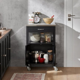 Sobuy Fkw22-Sch, Kitchen Trolley Cart Storage Trolley Serving Trolley Kitchen Cabinet With Stainless Steel Worktop, Black - thumbnail 6