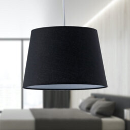 First Choice Lighting Black Cotton 23Cm Tapered Cylinder Pendant Or Lamp Shade - thumbnail 3
