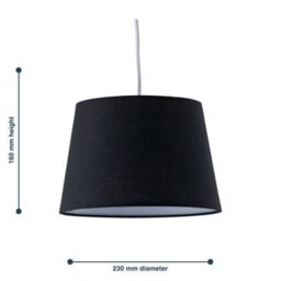 First Choice Lighting Black Cotton 23Cm Tapered Cylinder Pendant Or Lamp Shade - thumbnail 5