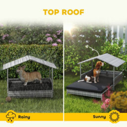Pawhut Extendable Rattan Dog House W/ Water-Resistant Roof - Charcoal Grey - thumbnail 6