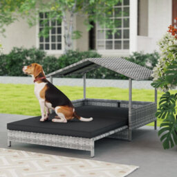 Pawhut Extendable Rattan Dog House W/ Water-Resistant Roof - Charcoal Grey - thumbnail 1