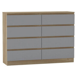 Urbn-Living Urbnliving 120Cm Wide Oak Wooden Chest Of Grey 8 Drawers Bedroom Furniture Storage Bedside Modern Cabinet - thumbnail 5