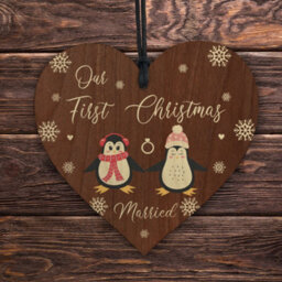 Red Ocean Penguin Couple Christmas Ornaments Our First Christmas Married Tree Decoration Couple Gift Mr And Mrs - thumbnail 5
