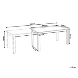 Beliani Extending Dining Table Madura Light Ash Wood 180/280 Cm 100 Cm - thumbnail 3