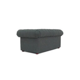 Chesterfield 2 Seater Sofa Settee Charcoal Grey Real Linen Fabric In Classic Style - thumbnail 7