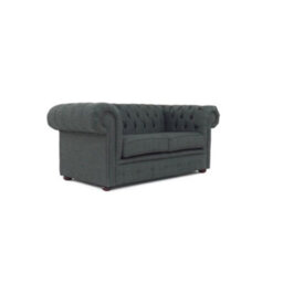 Chesterfield 2 Seater Sofa Settee Charcoal Grey Real Linen Fabric In Classic Style - thumbnail 6