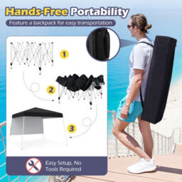 Gainoom 300 X 300 Cm Pop Up Canopy Tent Black Foldable Outdoor Patio Shelter Gazebo - thumbnail 7