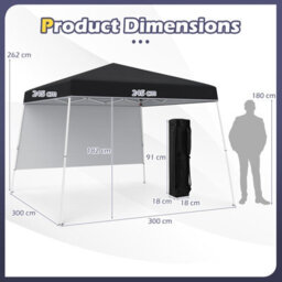 Gainoom 300 X 300 Cm Pop Up Canopy Tent Black Foldable Outdoor Patio Shelter Gazebo - thumbnail 2