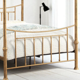 OAT Home Westminster Antique Brass Effect Metal Victorian 4 Poster Canopy Double Bed Frame - thumbnail 4