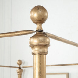 OAT Home Westminster Antique Brass Effect Metal Victorian 4 Poster Canopy Double Bed Frame - thumbnail 6