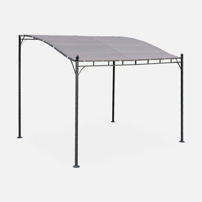 Sweeek - 3X2.5M Wall-Mounted Pergola Brestum Beige-Brown 298X249X248 Cm - image 1