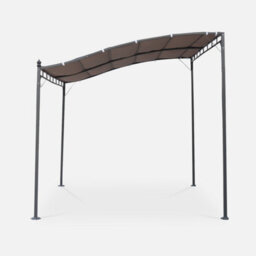 Sweeek - 3X2.5M Wall-Mounted Pergola Brestum Beige-Brown 298X249X248 Cm - thumbnail 2