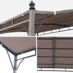 Sweeek - 3X2.5M Wall-Mounted Pergola Brestum Beige-Brown 298X249X248 Cm - thumbnail 3