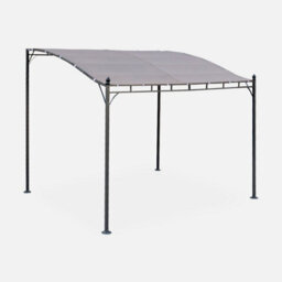 Sweeek - 3X2.5M Wall-Mounted Pergola Brestum Beige-Brown 298X249X248 Cm