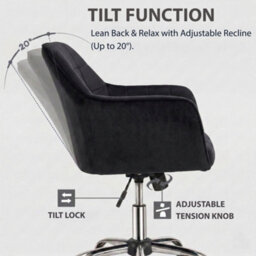 EVRE Black Fabric Office Chair Swivel Desk Chair With Wheels & Adjustable Height - thumbnail 3