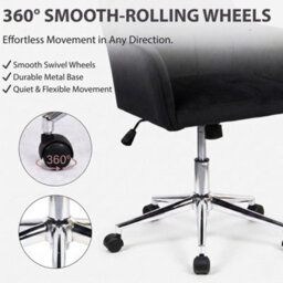 EVRE Black Fabric Office Chair Swivel Desk Chair With Wheels & Adjustable Height - thumbnail 5