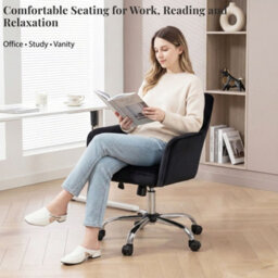 EVRE Black Fabric Office Chair Swivel Desk Chair With Wheels & Adjustable Height - thumbnail 8