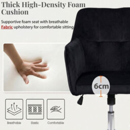 EVRE Black Fabric Office Chair Swivel Desk Chair With Wheels & Adjustable Height - thumbnail 6