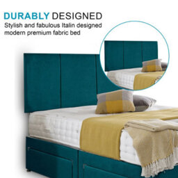 Dining Tables Chelsea Headboard Divan Set, 2 Drawer On Same Side With Sprung 1500 Comfort Mattress - Plush Jade - Double - thumbnail 3
