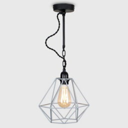 Valuelights Huber Industrial Style Satin Black Wall/ceiling Light Fitting With Grey Metal Cage Shade - thumbnail 2